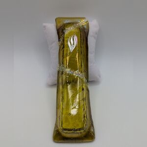 Hand crafted fused Gold Dichroic glass  Mezuzah case For Jewish Home Or Gift.